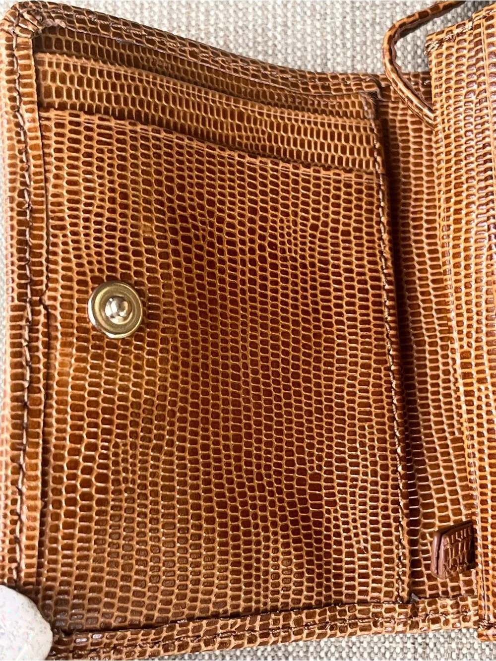 NWT Brahmin MiNI KEY in TOBACCO ALL OVER LIZARD Wallet